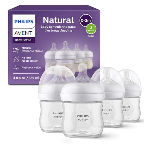 Philips Avent Natural Baby Bottles, Slow Flow, 4 oz, BPA-Free, 4-Pack