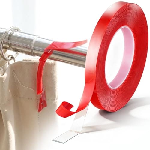 Xindojuz 32.8ft Curtain Ring Glide Tape, 15mm Clear Curtains Rod Glide Tape Smooth Curtain Spacers, Smooth and Silent Sliding Accessories for Shower Curtains Rings Drapery Ring Slide Tapes