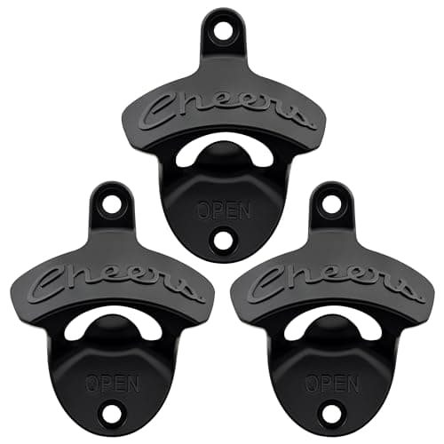 Luwanburg Cheers Bottle Opener Wall Mounted Black Stainless Pack of 3