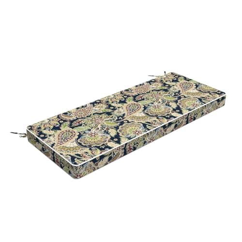 LVTXIII Bench Cushion with Ties, 45x18 Inch Water-Repellent Patio Furniture Cushion, 3" Thick Foam Pad for Outdoor Indoor Window Seat, Porch Swing, Loveseat, Paisley Bloom