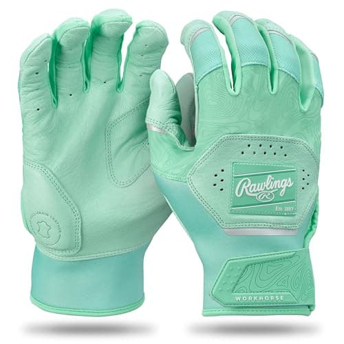 Rawlings | Adult Workhorse Baseball Batting Gloves | Mint/Mint | LRG