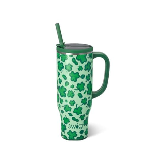 Swig Life 30oz Insulated Mega Mug with Handle & Straw, Lucky Leopard