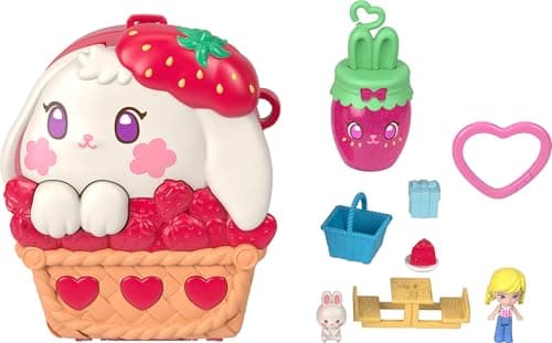 Polly Pocket Dolls & Playset, Strawberry Picnic Bunny Compact