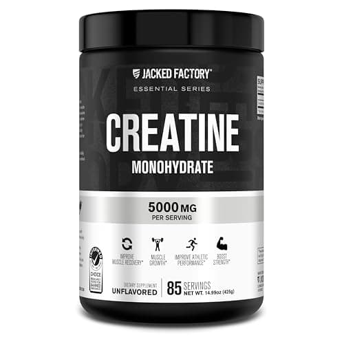 Jacked Factory Creatine Monohydrate Powder 425g - 5g Daily Micronized Creatine Monohydrate for Men and Women, Vegan-Friendly, Third-Party Tested - 85 Servings, Unflavored