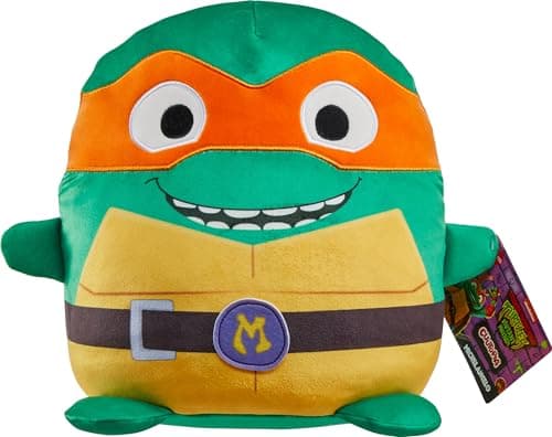 Mattel Teenage Mutant Ninja Turtles: Mutant Mayhem Cuutopia Plush Toy, 10-Inch Michelangelo Kawaii-Style Soft Figure, Orange Masked Mikey Collectible
