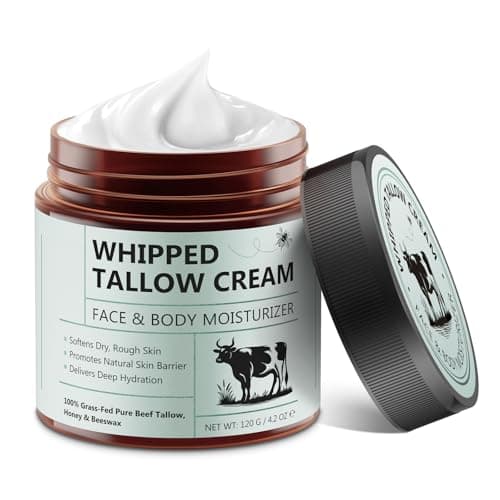 Beef Tallow for Skin Wild Honey Beewax Grassed Fed Tallow Whipped Cream, Tallow and Honey Balm, Deep Hydrating Body Lotion Face Moisturizer, 120g