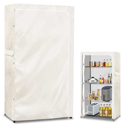 Alickwang Storage Shelf Covers for Wire Shelving,600D Heavy Duty Outdoor Waterproof Dustproof Shelf Cover,Storage Rack Cover for Wire Shelf with zipper,60''W x 24''D x 72''H,White