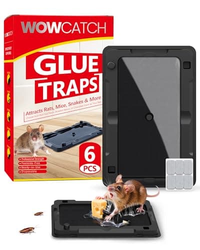 Wowcatch Sticky Mouse Traps Indoor for Home -6 Pk Pre-baited Glue Traps for Roaches, Spider, Lizard, Rodent Catcher for Kitchen, Garage, Glue Boards for Insects, Pet Safe Pest Control, Non-Toxic