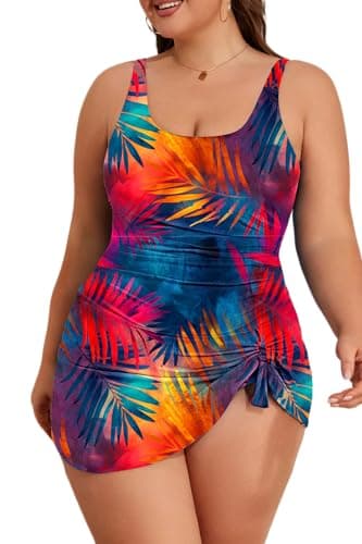 Eomenie Plus Size Swimdress for Women One Piece Swimsuit Tummy Control Swim Dresses Skirt Bathing Suit