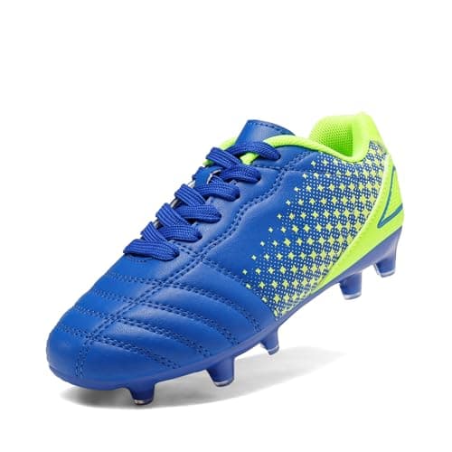 DREAM PAIRS Boys Girls Outdoor Sport Football Shoes Soccer Cleats for Little/Big Kid,Size 11 Little Kid,Royal/Blue/Neon/Green,SUPERFLIGHT-1K