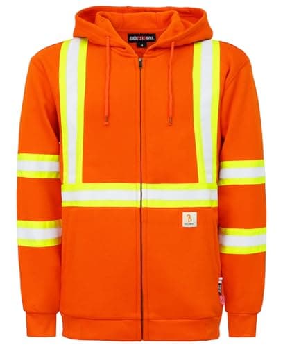 BOCOMAL FR Hoodies Hi-Vis 10.5oz Fleece Zipper Flame Resistant Sweatshirts