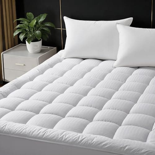 Queen Size Mattress Topper Cooling Cotton Pillow Top -Ultra Soft Mattress Pad & Supportive Protector, Breathable Pillow Top Mattress Cover Fitted Deep Pocket 8-21 Inch