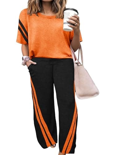 Chulianyouhuo Womens Plus Size 2 Piece Sets Short Sleeve Wide Leg Lounge Sets 2026 Summer Casual Travel Outfits Tracksuits