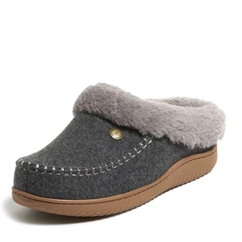 Dearfoams Women's Atley Clog, Dark Heather Grey, 6