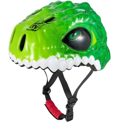 Favoto Dinosaur Bike Helmet for Kids Ages 3-6, Lime Green Adjustable Toddler Helmet, Safety for Cycling, Scooter, Skateboard (19.7"-21.3")