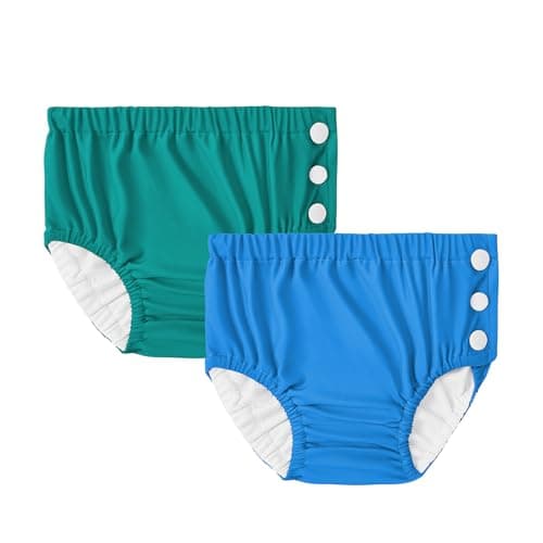 2PCS Reusable Swim Diapers - Toddler Baby Swim Diaper Washable Snap Pool Swimming Diaper Soft and Silky Waterproof Diapers for Swimming Lessons Boys and Girls