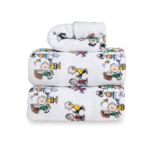 Berkshire Peanuts® Velvetloft® Plush Twin Sheet Set,Extra Warm Fleece Sheets,3-Piece Cute Character Snoopy Printed Soft Plush Sheet Set,Laughing Small White