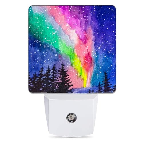 Jopowide Northern Lights Night Light, Winter Forest Plug into Wall with Dusk to Dawn Light Sensors, Warm Nightlights for Bedroom, Bathroom, Hallway, Kitchen, Gifts Ideal for Boys Girls Women Men