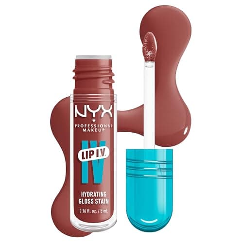 NYX PROFESSIONAL MAKEUP Lip IV Hydrating Glossy Lip Stain, Long-Lasting, Tinted, Vegan Formula with 12 HR Hydration - Hydra Honey (Brown)