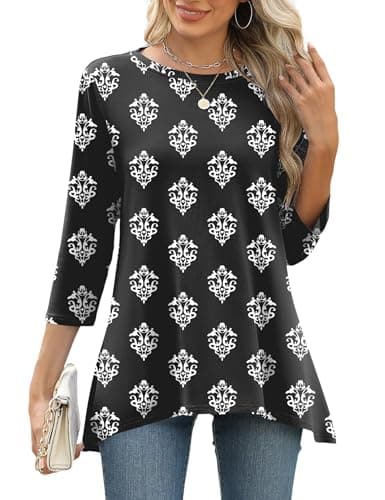 LOMON Fall Tops for Women 3/4 Length Sleeve 2025 Trendy Ladies Top and Blouse Womens Long Business Casual Shirts XXL