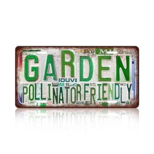Vintage Garden Pollinator Friendly Metal Tin Sign Wall Decor