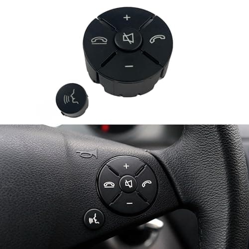 Car Steering Wheel Button Cover Replacement Voice Audio Control for Mercedes Benz C E S Class W204 W212 W221 GLK X204 (Black-Right)