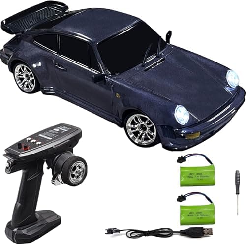 FLYCOLOR LD1898 1/18 RC Drift Car GTR R34 2.4GHz RWD with Gyroscope on-Road Alloy Body Shell Racing Cars Radio Control (Purple)