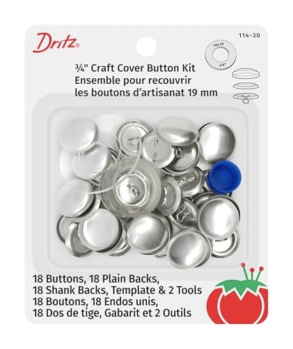 Dritz 114-30 Craft Cover Button Kit with Tools, Size 30 - 3/4-Inch, 18-Sets
