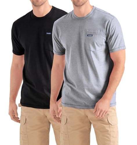 Wrangler Big and Tall T-Shirts for Men - 2 Pack Cotton Tee with Chest Pocket