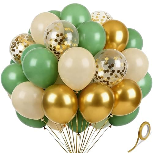 Green Gold Balloons 60Pcs 12 Inch Confetti Latex Balloon Set for Party