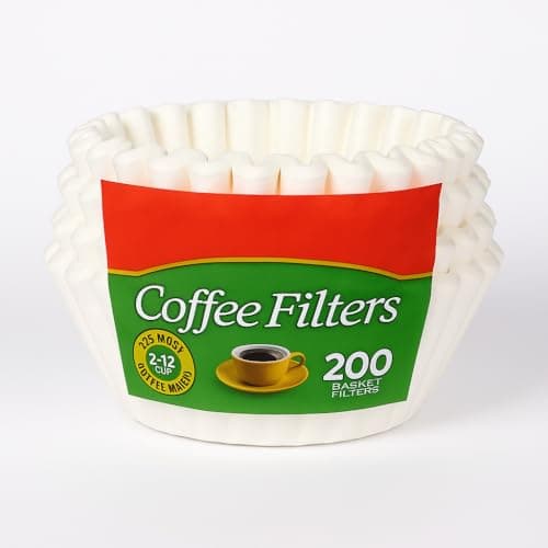 SKYREN 8–12 Cup White Basket Coffee Filters, 200 Count – Disposable Paper Coffee Filters for Drip Coffee Makers, Durable & Easy to Use, Perfect for Home, Office, and Cafe Brewing
