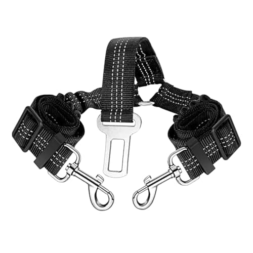 Dog Seat Belt for Car,Pet Seatbelt Designed for Two Pets,Black