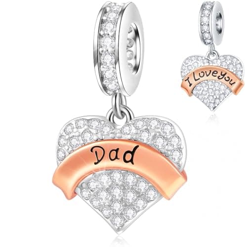 I Love You Dad Heart Pendant Charms, fits Pandora Fathers Day Bracelet