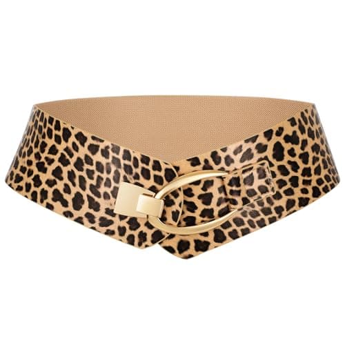 WERFORU Women Wide Elastic Belt Women Fashion Wide Belt with Gold Buckle Ladie Thick Waistbelt for Dresses