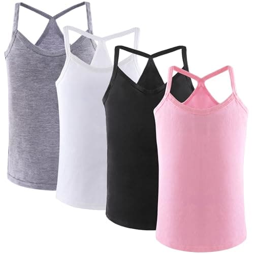 Anktry 2-10 Years Girls Dance Tank Tops Racerback Camisole Undershirts Spaghetti Strap Camis Dance Clothes Tank Tops for Girl