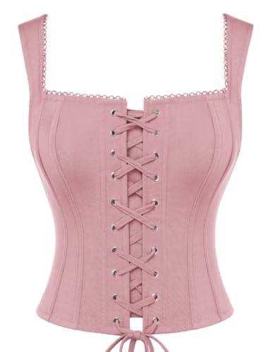 Scarlet Darkness Y2K Corset Top Boned Renaissance Pirate Goth Bustier Tops