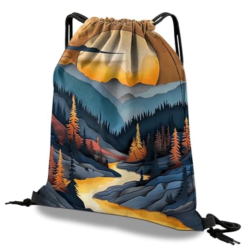 Deokke Drawstring Backpack Draw String Bag Waterproof for Sports Gym Beach Travel Cute Aesthetic Sackpack Men Women (13"×17")-Sunset