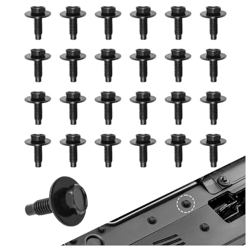25PCS M6x1.0 Bolt for Car,Sturdy Rear/Front Bumper Hex Bolts OEM W520802-S439/11503957 for Mud Guards/Splash Guards Compatible with Ford,Essential 10mm M6 Bolts Kit with 20mm Spacer