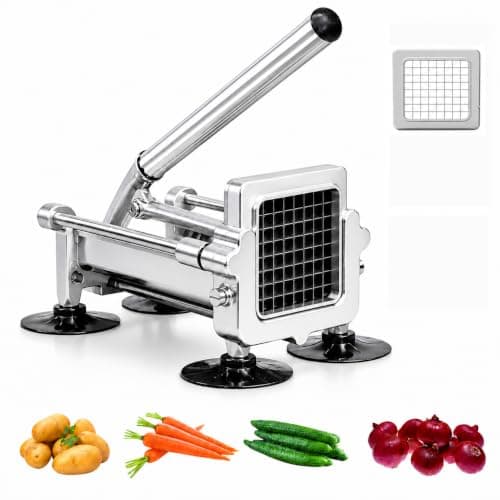 MYTASUY Commercial French Fry Cutter Stainless Steel.Potato Cutter for French Fries with 3/8Inch Blade, Commercial French Fry Cutter Manual Potatoes Cutting Machine with Suction Feet.