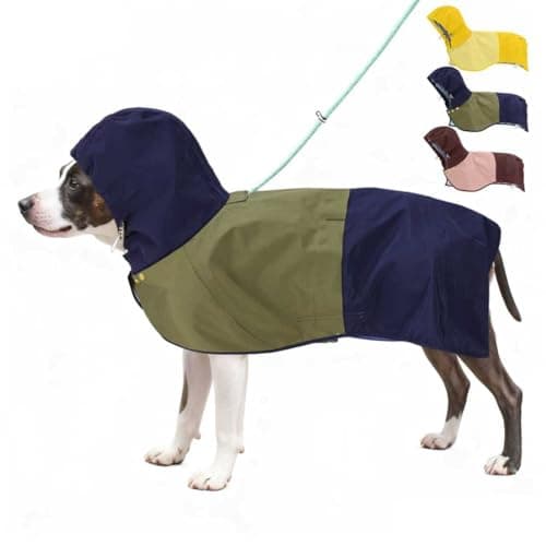 AOKOWN Waterproof Dog Raincoat with Hood, Extended Coverage Rain Jacket for Samll Dogs, Wind-Resistant Secure Fit with Leg Straps, Reflective, Leash Hole, Easy Hook & Loop Fastener On/Off, Blue, XS