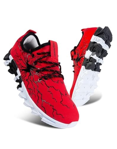 Boys Girls Running Tennis Shoes Kids Sneakers Non Slip Breathable Strap Athletic Sports Shoes Red White 10 Little Kid