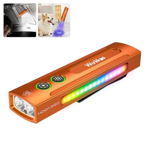 Wurkkos HD01PRO UV Flashlight with UV Light&White LED Combo,Led Flashlight 1200Lumens Flat Flashlight with RGB Light,Rechargeable EDC Flashlight,Pocket Light for Emergency,Pet Urine Detection(Orange)