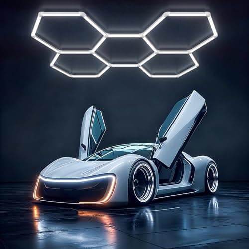 X-Litall Hexagon Garage Light - 25 Pack Garage Lights Ceiling Led Hexagon,5000k Daylight White Honeycomb Lights Ceiling for Gym,Warehouse,Car Detailing Shop,Super Market
