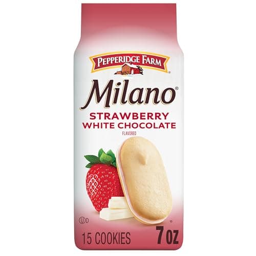 Pepperidge Farm Milano White Chocolate Strawberry Flavored Cookies, 7 Oz Bag