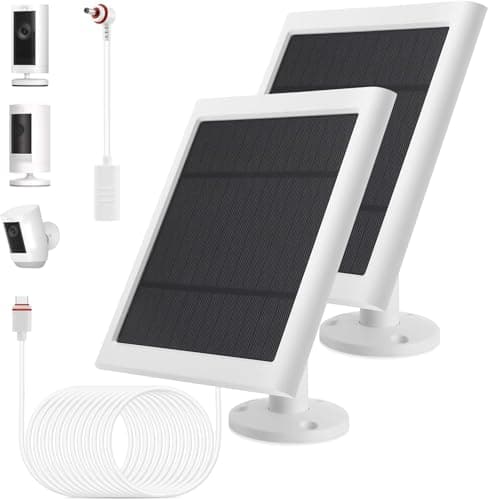 IP65 Solar Panel Outdoor for Ring Cameras (White 2P) Spotlight Cam Plus/Pro Stick Up Cam/Pro Wireless Outdoor with 10FT/3M Long Cable Dustproof Waterproof
