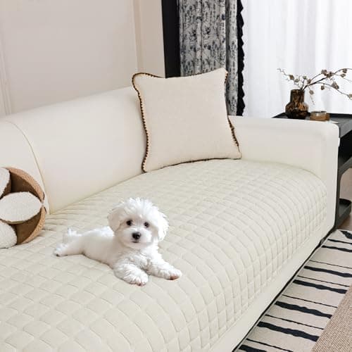 MYSKY HOME Sofa Cover, Couch Cover for Dogs Washable, Sectional Couch Covers, Sofa Slipcovers for 2-3 Cushion Couch Sofa, Anti Slip Furniture Protector Covers for Pets (Cream, 34"x 71", Only 1 PCS)