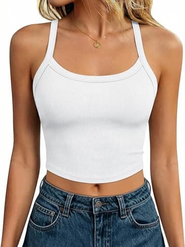 ANRABESS Womens Workout Tops Ribbed Crop Tank Backless Sleeveless Scoop Neck Going Out Camis Shirts 2026 Summer Gym Clothes White X-Small