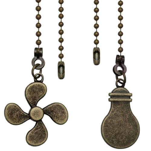 Litoexpe 8 Pcs 12 Inch Metal Ceiling Fan Pull Chain, Fan Pull Chain Extender with 3mm Ball Chain Pendant Ornaments for Living Room Bedroom, Bronze