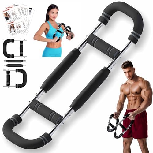 Rhewatin Twister Arm Trainer, Adjustable Resistance Chest Workout Equipment for Men Women, Forearm Biceps Tricep Chest Thigh Exerciser, Portable Spring Home Workout Bar, Light (40-70lb)