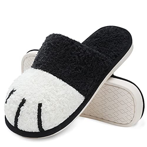 MAXTOP House Slippers for Women Cat Paw Cute Fuzzy Slippers with Memory Foam Fluffy Cozy Christmas Birthdays Gifts for Woman Mom Indoor and Outdoor Size 7 8